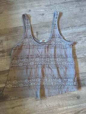 Gorgeous Grey Lace Metallic Shimmer Tank Top